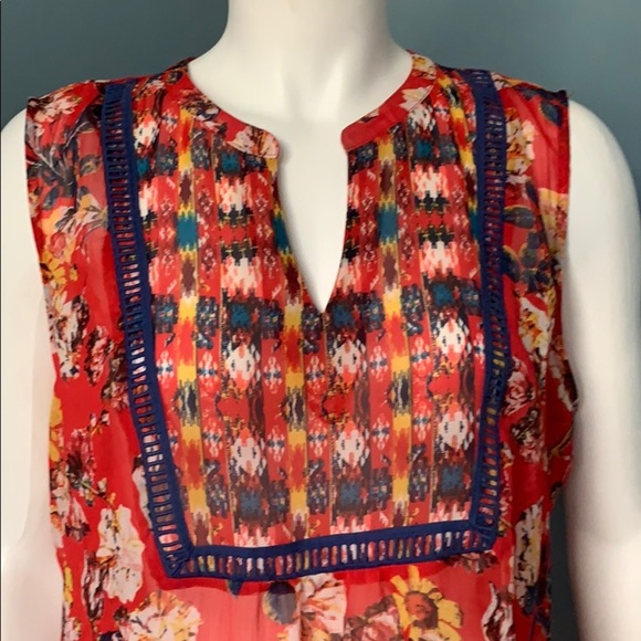 Figueroa & Flower Red Sheer Boho Tank size large - Picture 2 of 4